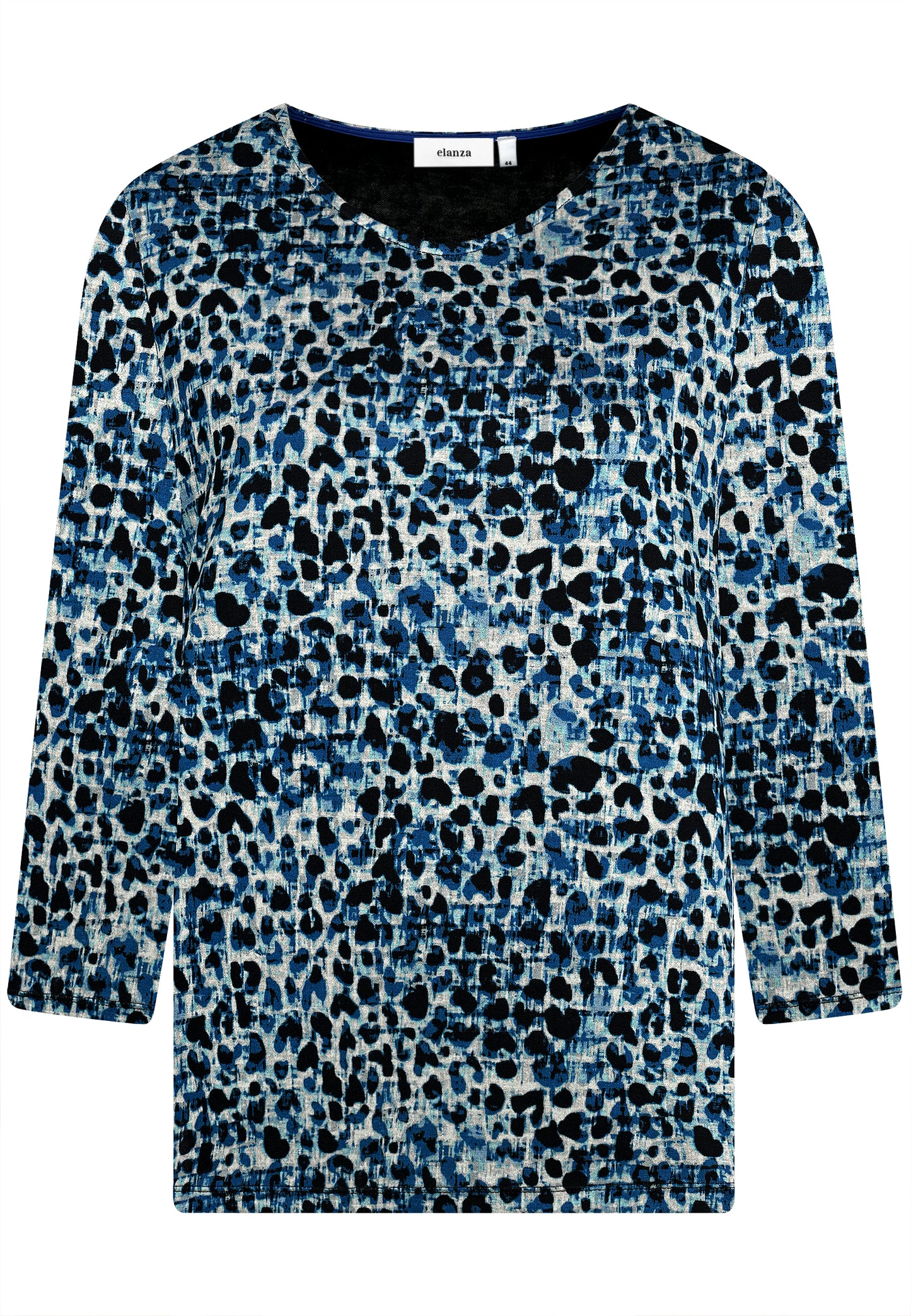 E24783 Overhemd met luipaardprint in blauw/beige