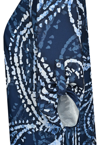 E24787 Blousejurk met paisleyprint in blauw/wit