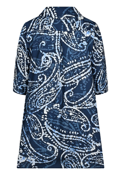 E24787 Blusen-Kleid mit Paisley-Print in Blau/Weiß