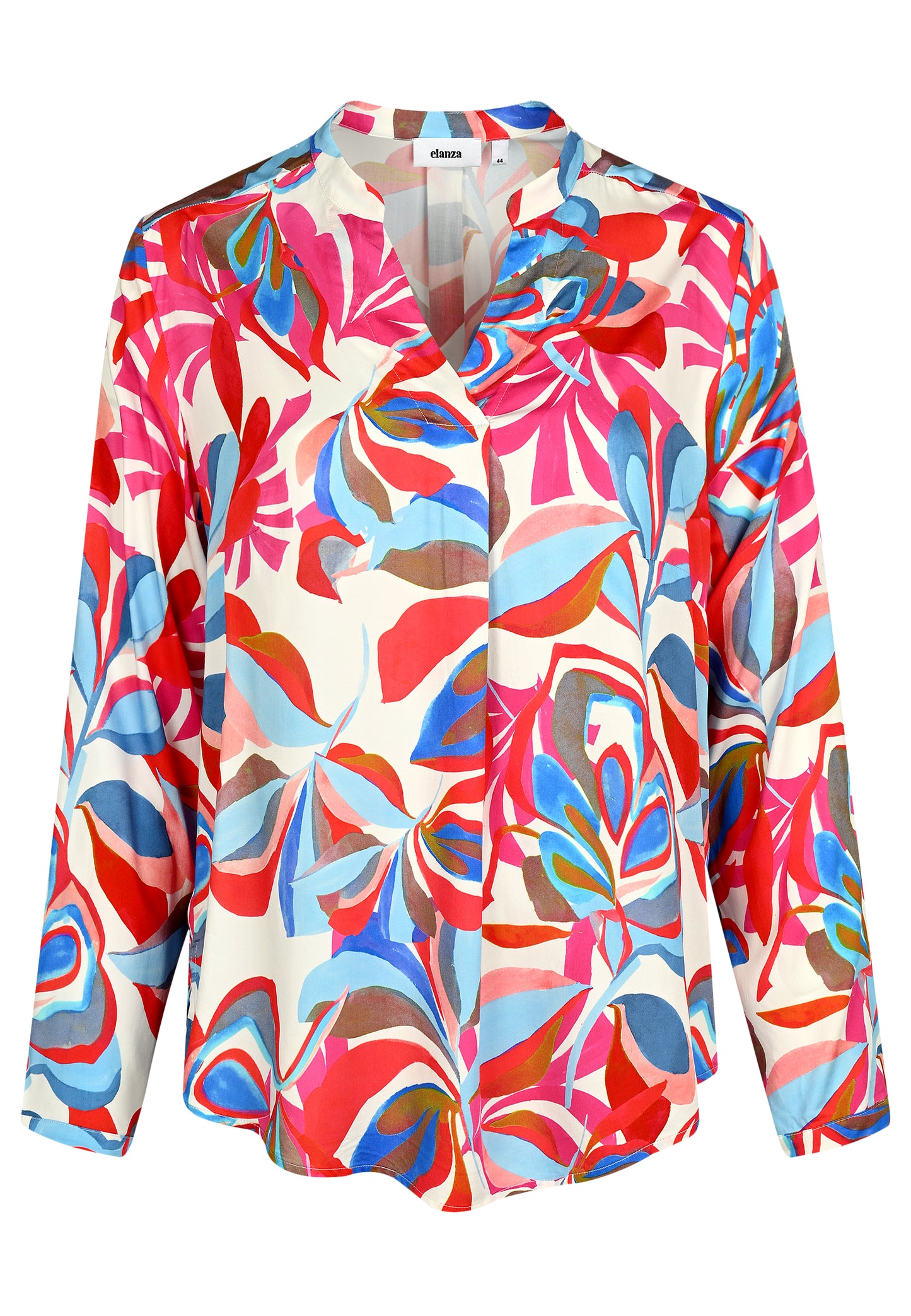 E25193 Shirt mit Tropical-Print in Pink/Hellblau