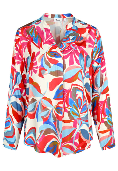 E25193 Shirt mit Tropical-Print in Pink/Hellblau