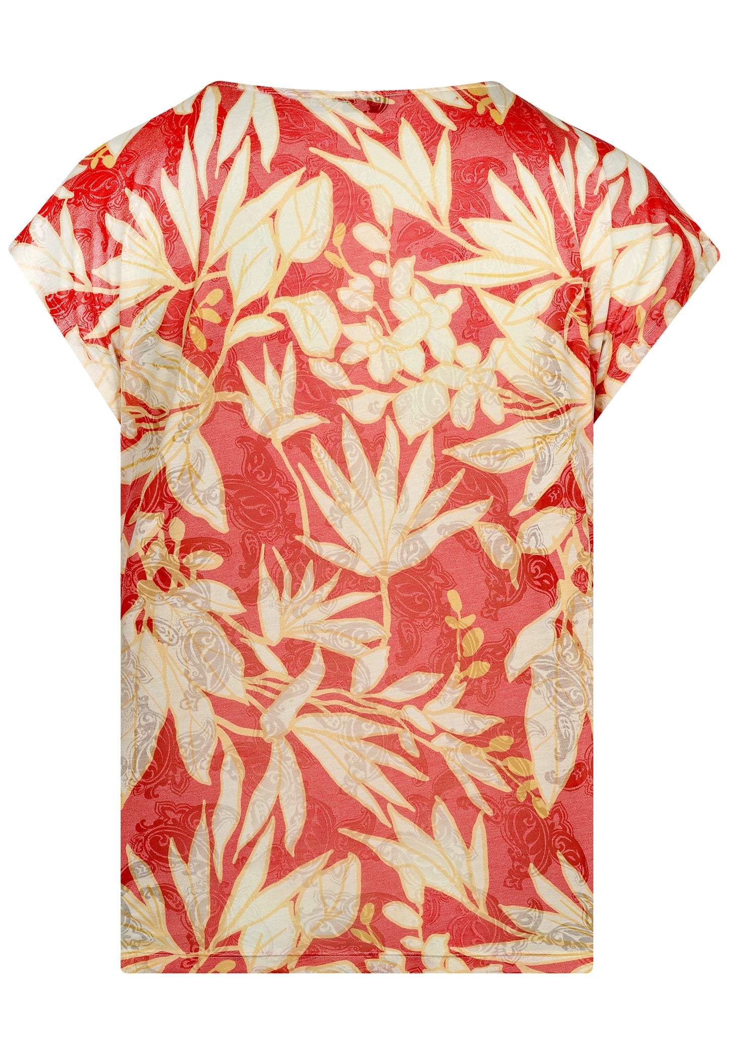 E25282 Shirt met ornamenten en bloemenprint in roos/beige