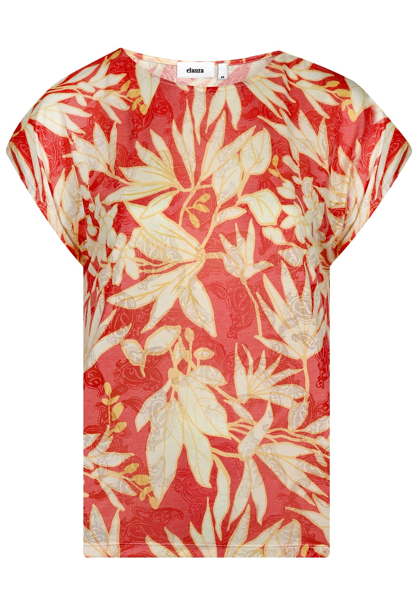 E25282 Shirt met ornamenten en bloemenprint in roos/beige