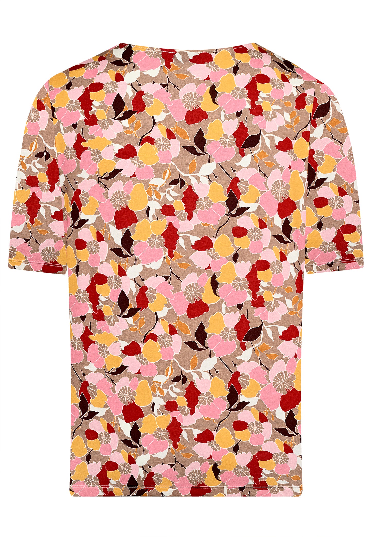 E25283 Shirt mit Blüten-Print in Rosé/Taupe