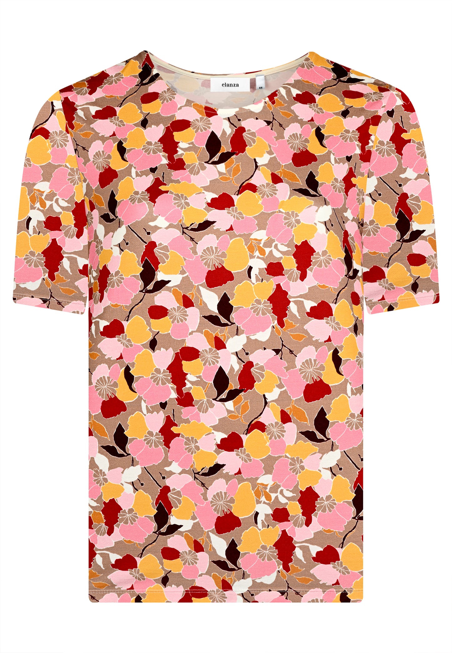 E25283 Shirt mit Blüten-Print in Rosé/Taupe