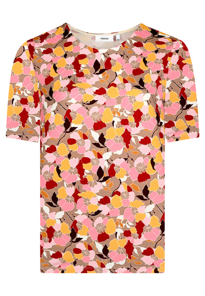 E25283 Shirt mit Blüten-Print in Rosé/Taupe