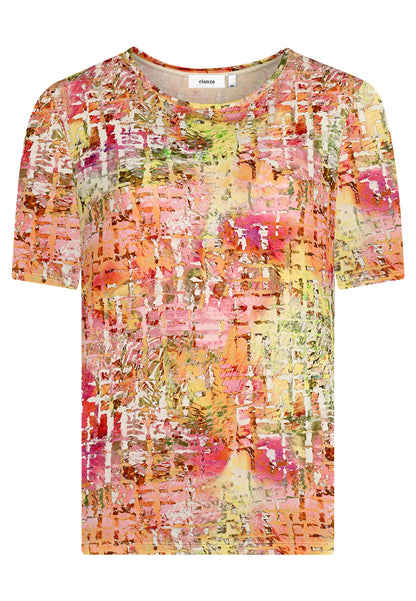 E25285 Shirt mit Karo-Print in Rosa/Orange