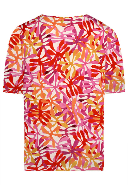 E25286 Shirt mit Blüten-Print in Pink/Orange