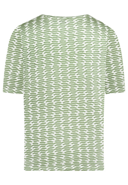 E25481 Shirt mit Jacquard-Muster in Grün/Weiß