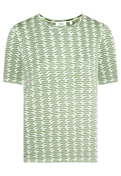 E25481 Shirt mit Jacquard-Muster in Grün/Weiß