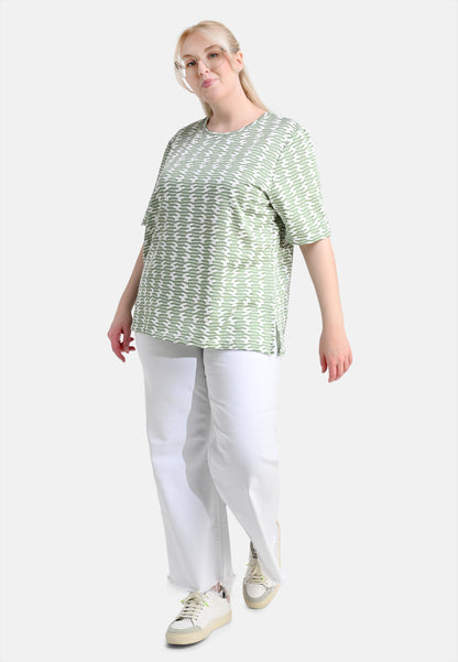 E25481 Shirt mit Jacquard-Muster in Grün/Weiß