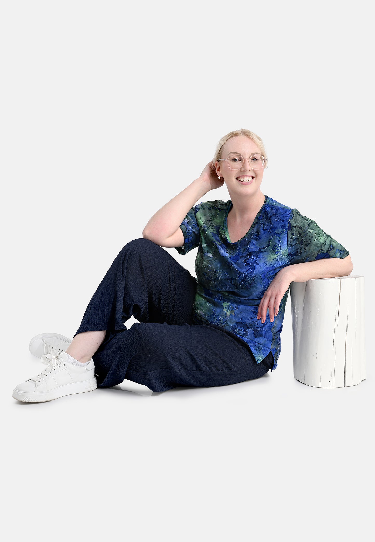 E25491 Broek Crinkle - 16/marineblauw