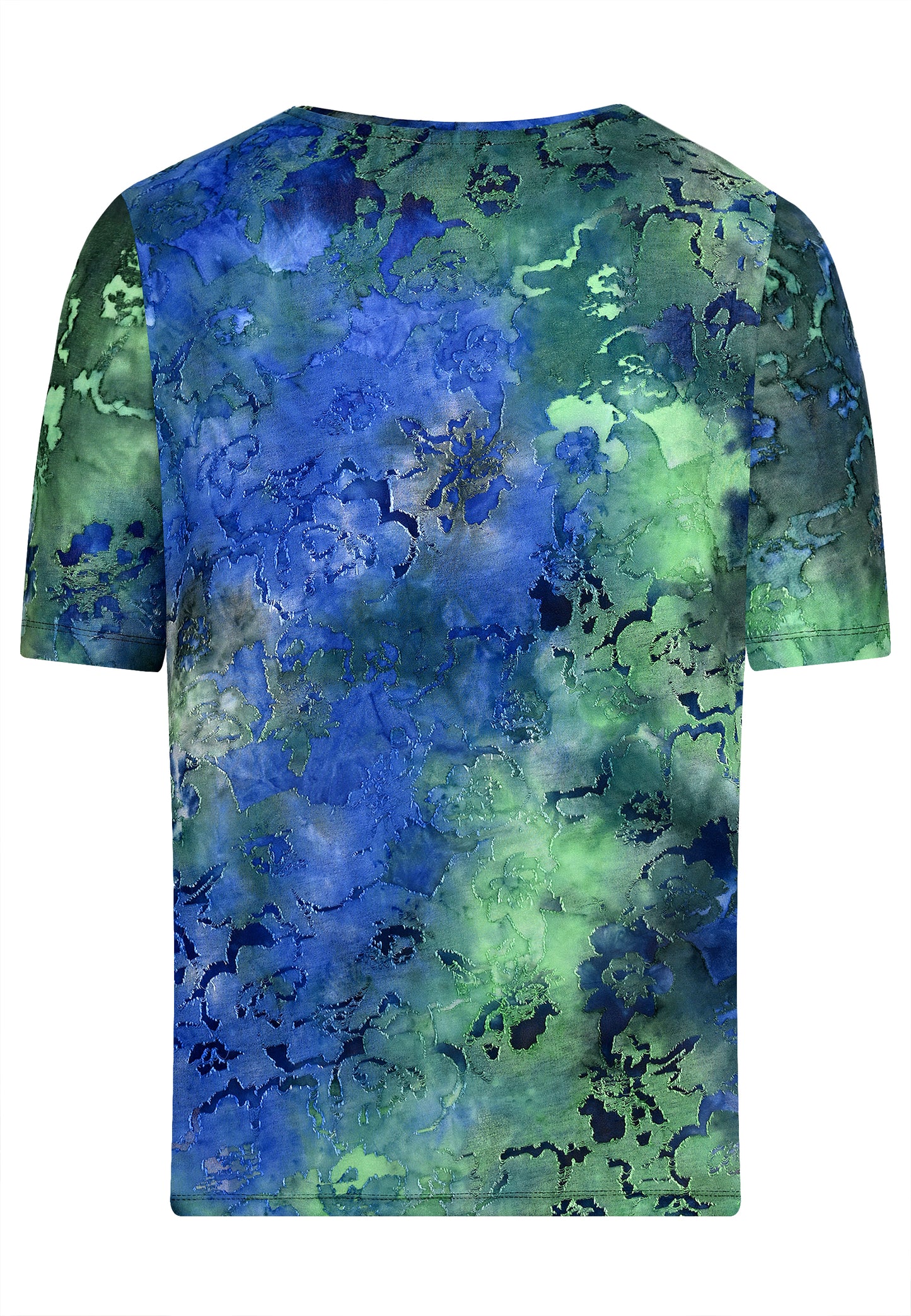 E25482 Shirt mit Blumenmuster in Blau/Grün