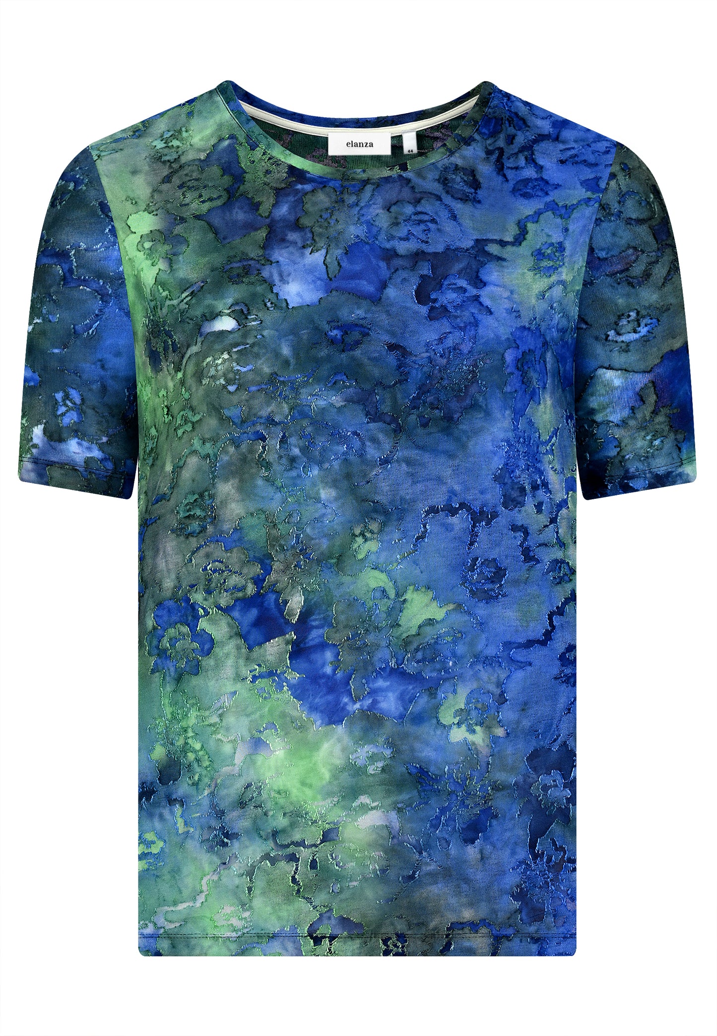 E25482 Shirt mit Blumenmuster in Blau/Grün