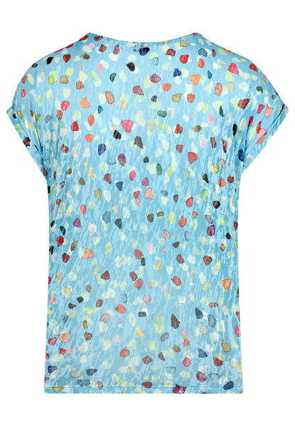E25486 Shirt met stippenprint in lichtblauw