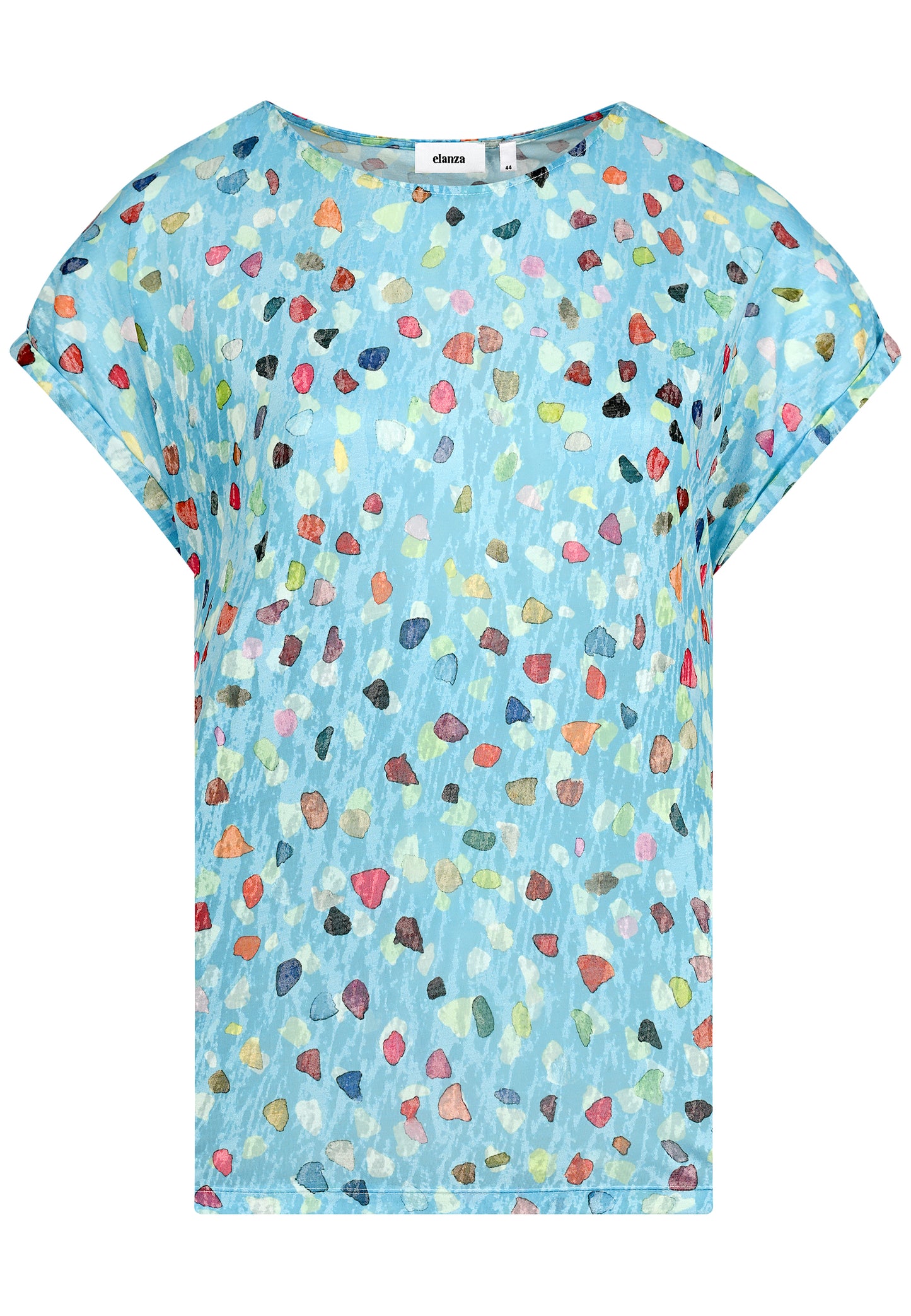 E25486 Shirt met stippenprint in lichtblauw