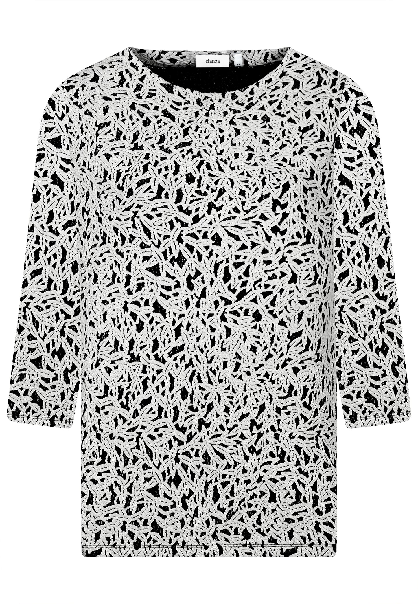 E25585 Shirt mit Jacquardmuster in Weiß/Anthrazit