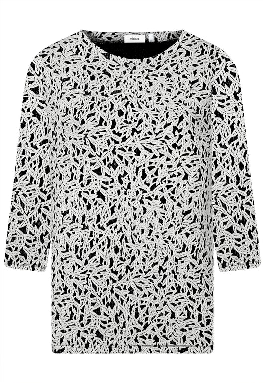 E25585 Shirt mit Jacquardmuster in Weiß/Anthrazit