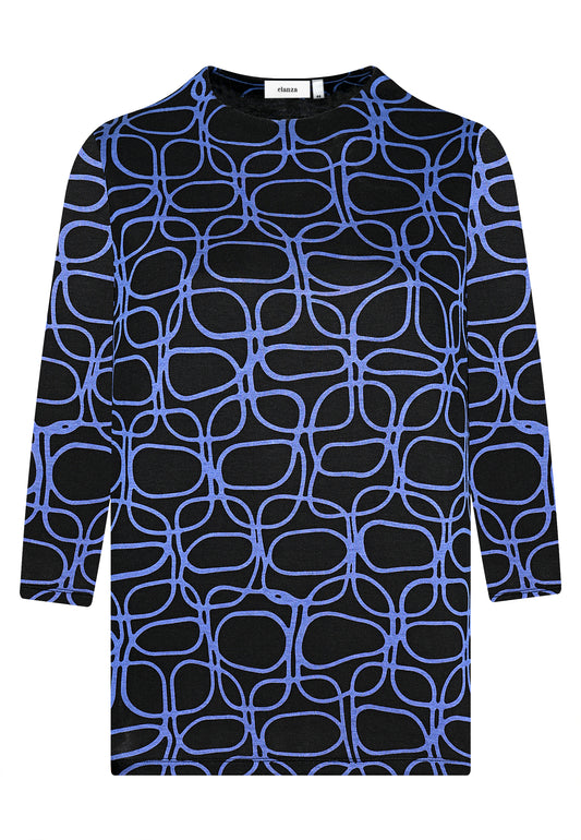 E25683 Shirt mit Grafik-Print in Blau/Schwarz