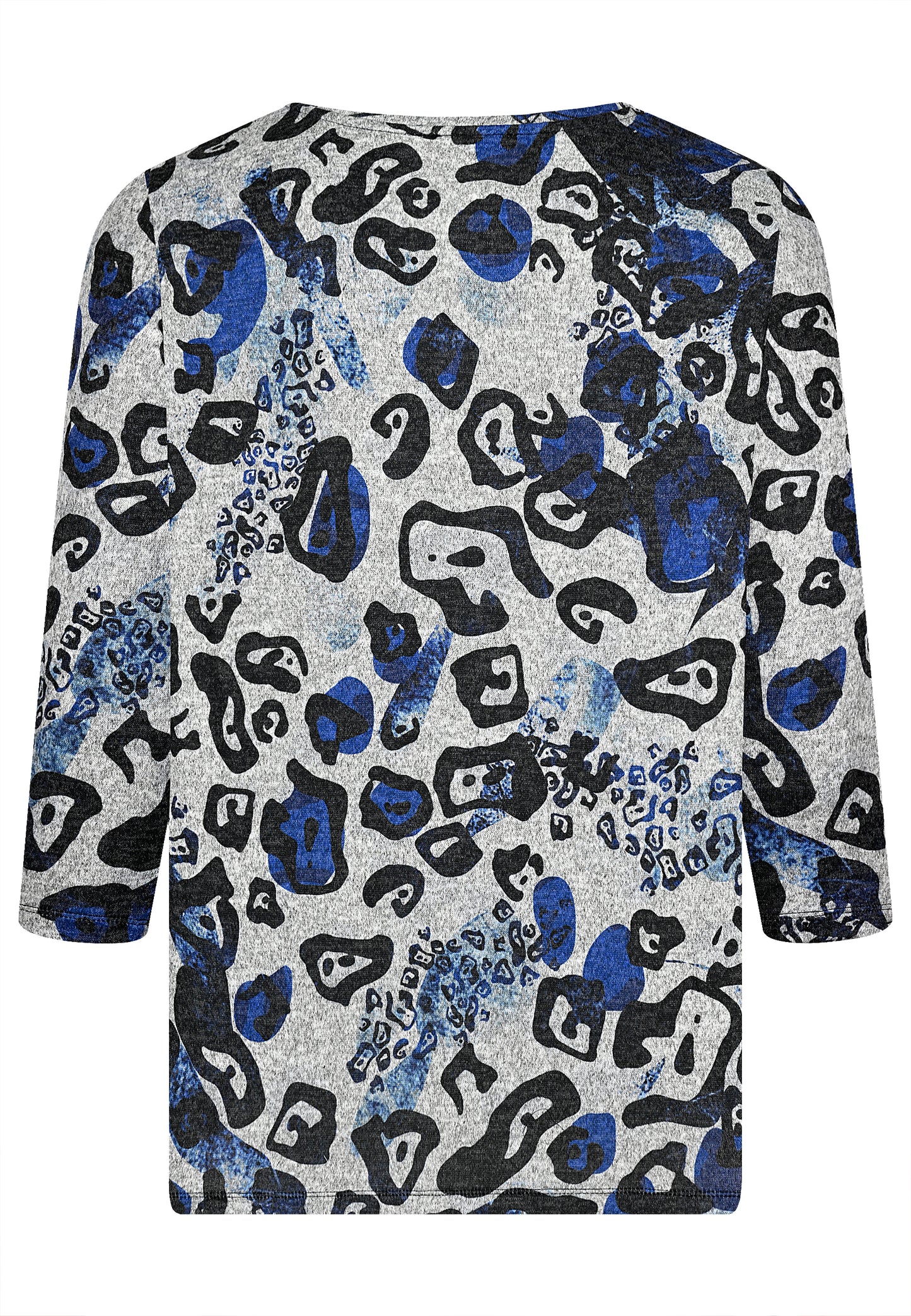 E25684 Shirt mit Animal-Print in Blau/Hellgrau