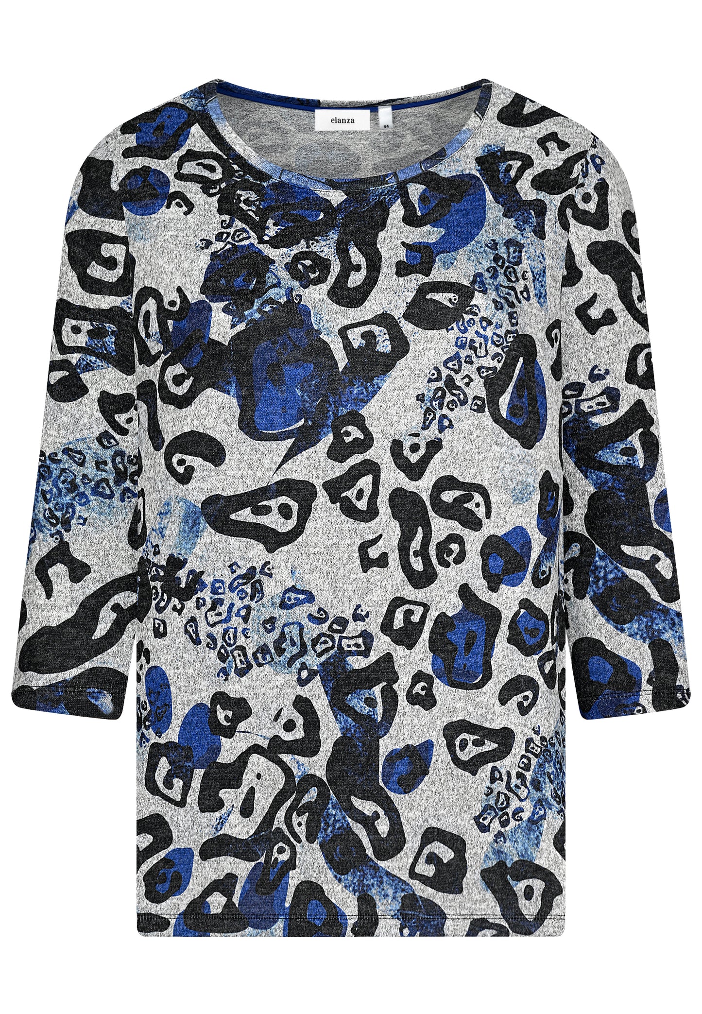 E25684 Shirt mit Animal-Print in Blau/Hellgrau