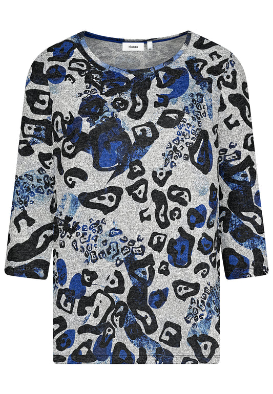 E25684 Shirt mit Animal-Print in Blau/Hellgrau