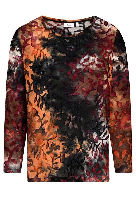 E25784 Shirt mit floralem Muster in Rot/Orange