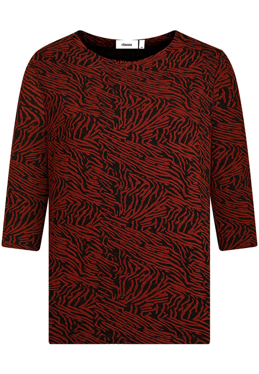 E25789 Shirt mit Cloqué-Muster in Bordeaux/Schwarz