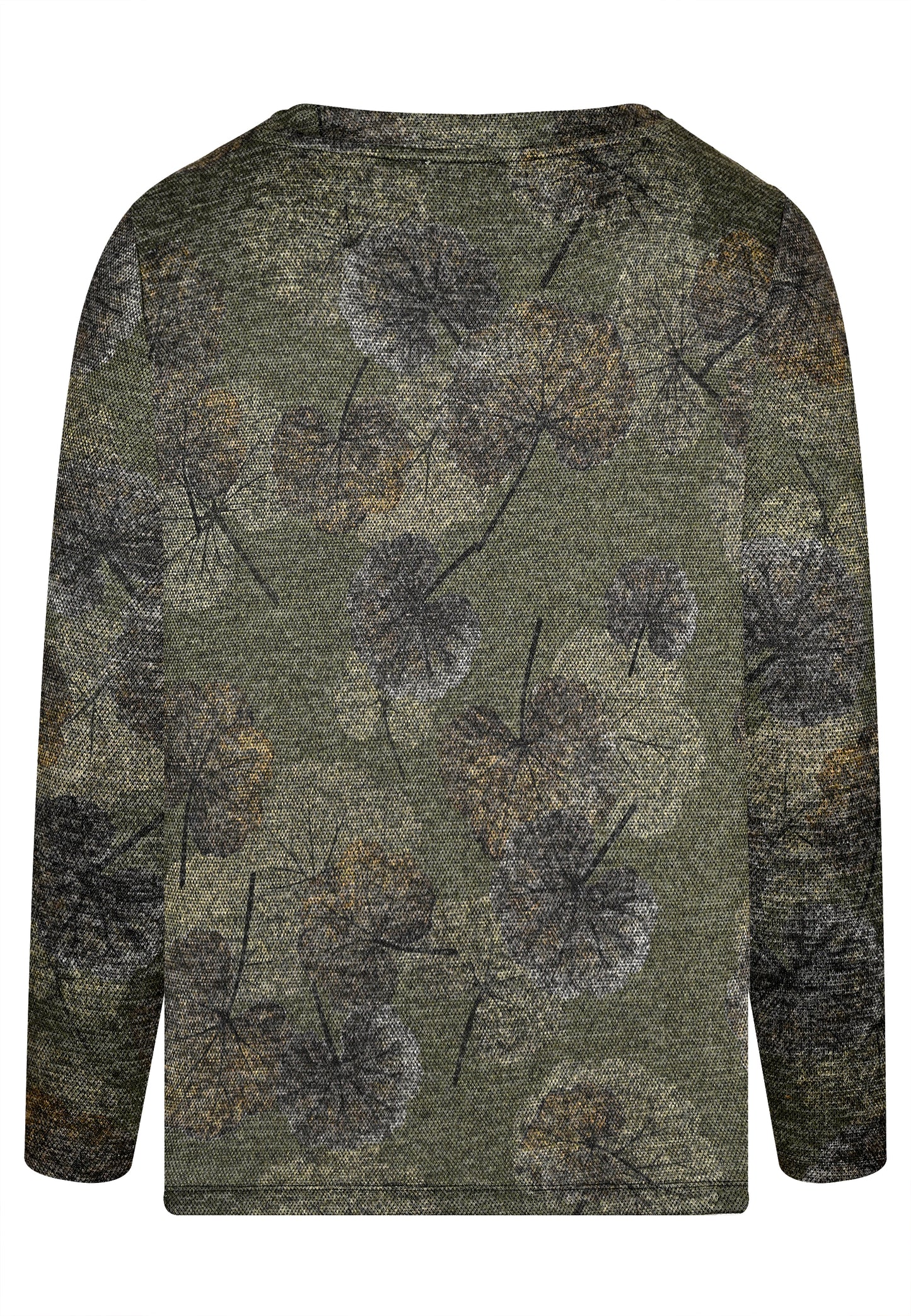 E25882 Shirt mit Ginko-Print in Grün/Grau