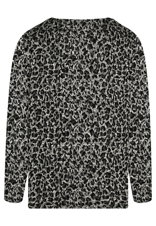 E25884 Shirt mit Leo-Print in Grau/Schwarz
