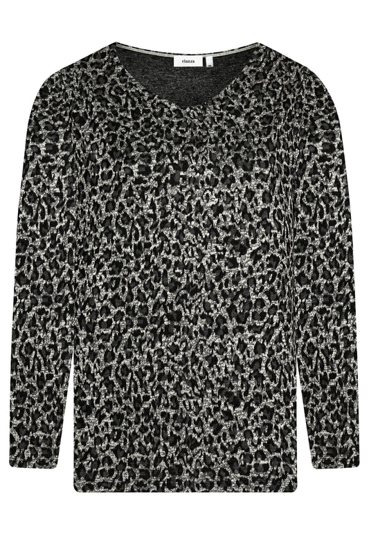 E25884 Shirt mit Leo-Print in Grau/Schwarz