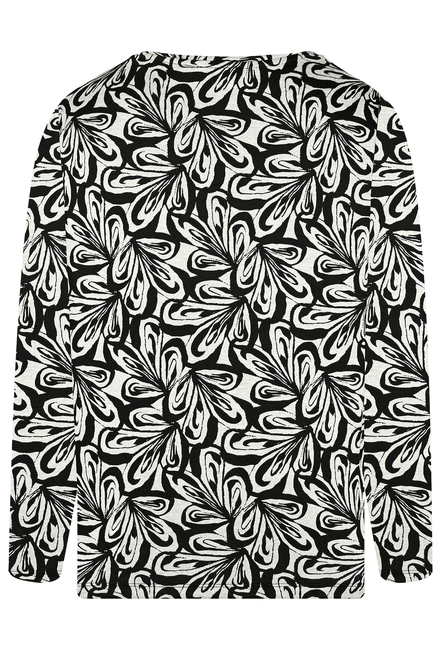 E25885 Shirt mit floralem Muster in Schwarz/Hellgrau