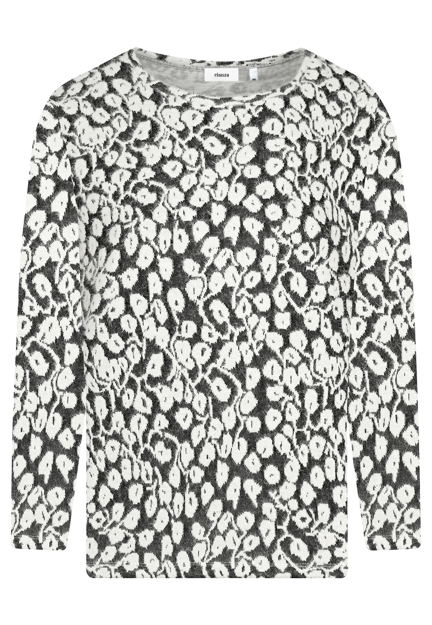 E25886 Shirt mit floralem Muster in Anthrazit/Weiß