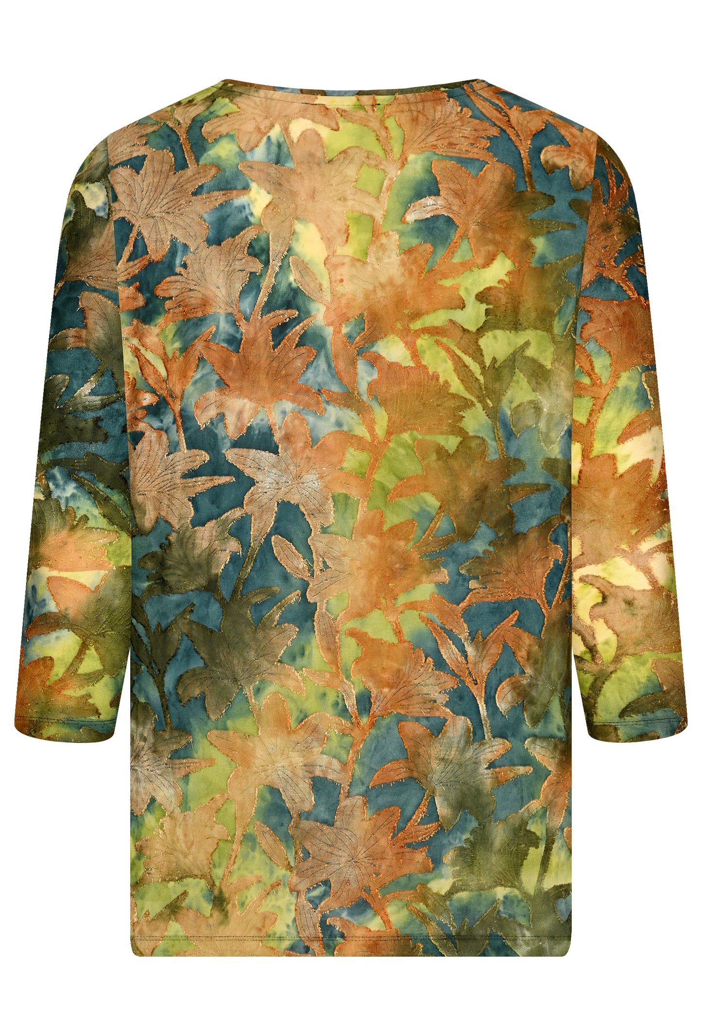 E25887 Shirt mit Blumenmuster in Grün/Braun