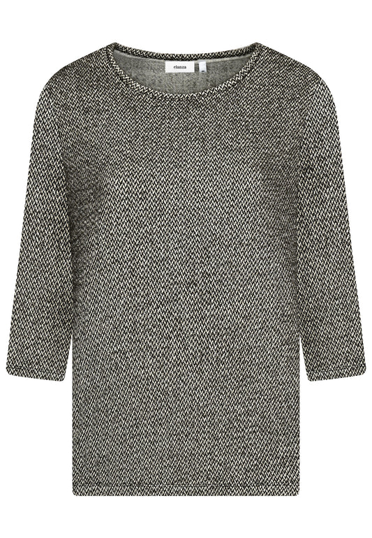 E25888 Shirt mit grafischem Muster in Schwarz/Weiß