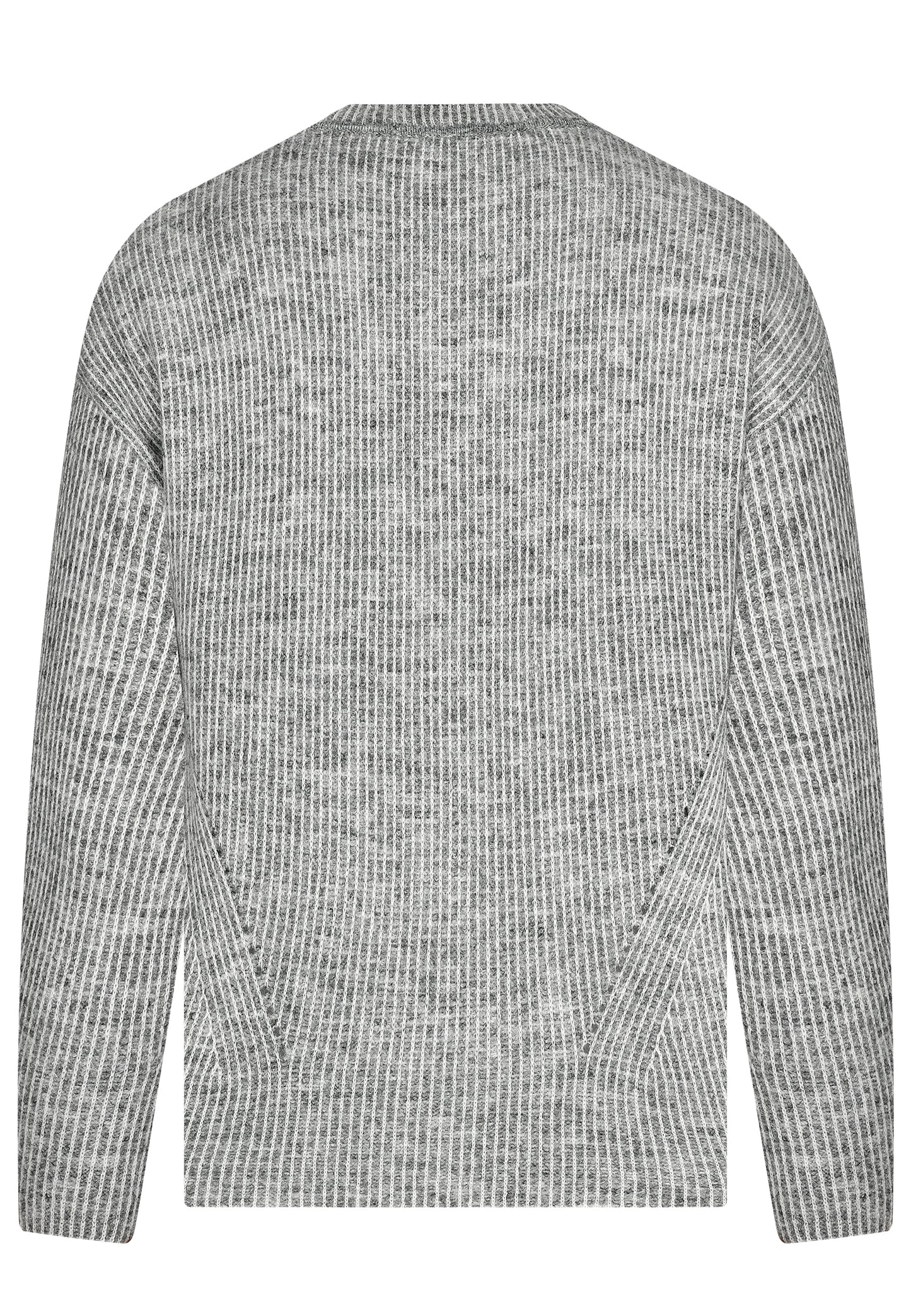 E25889 Strickpullover mit Streifen in Hellgrau