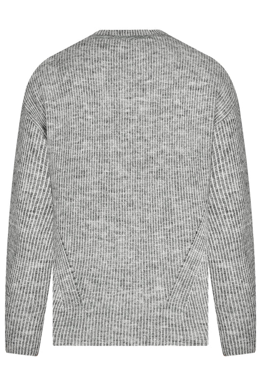 E25889 Strickpullover mit Streifen in Hellgrau