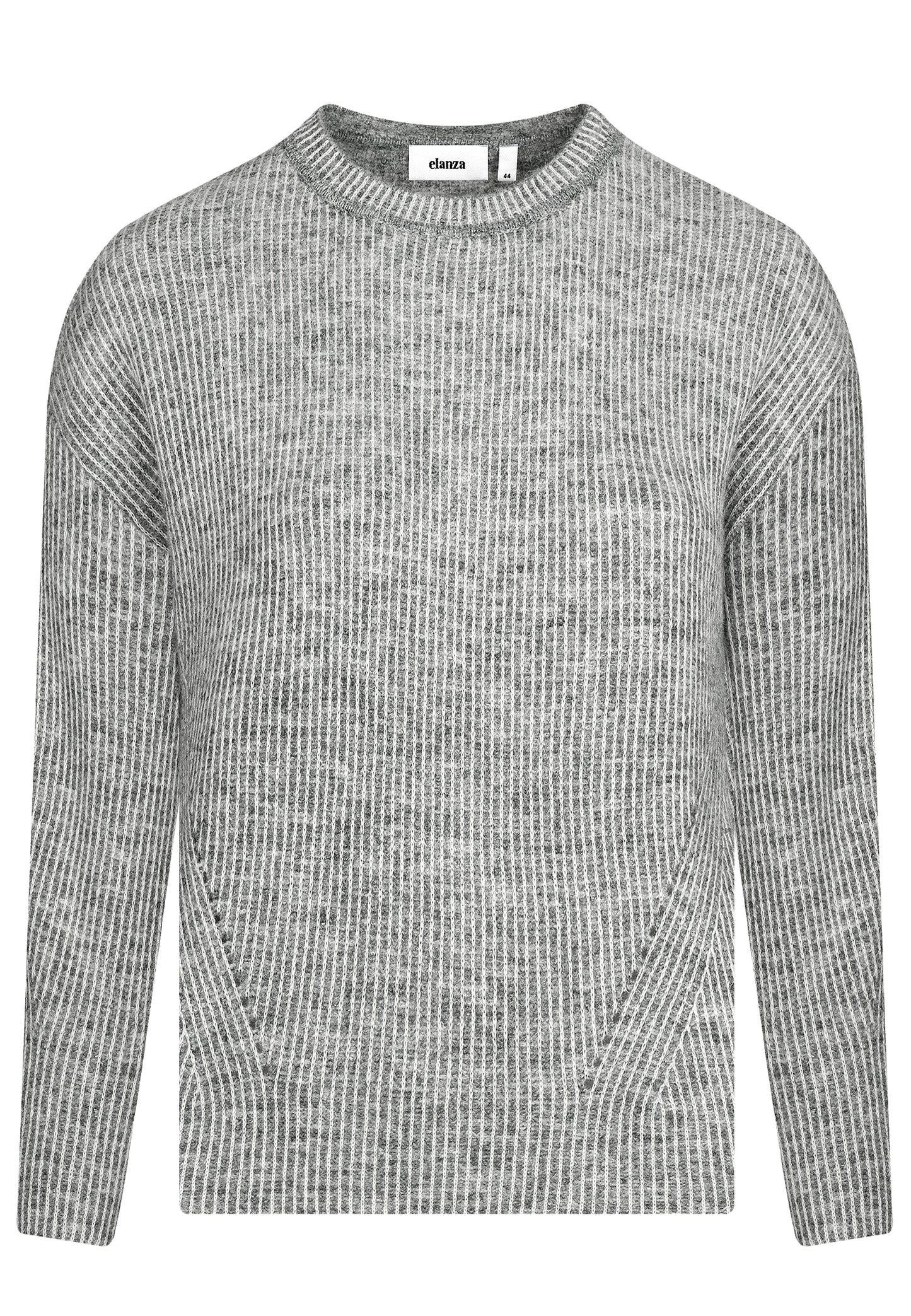 E25889 Strickpullover mit Streifen in Hellgrau