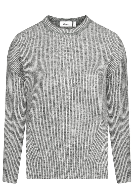 E25889 Strickpullover mit Streifen in Hellgrau