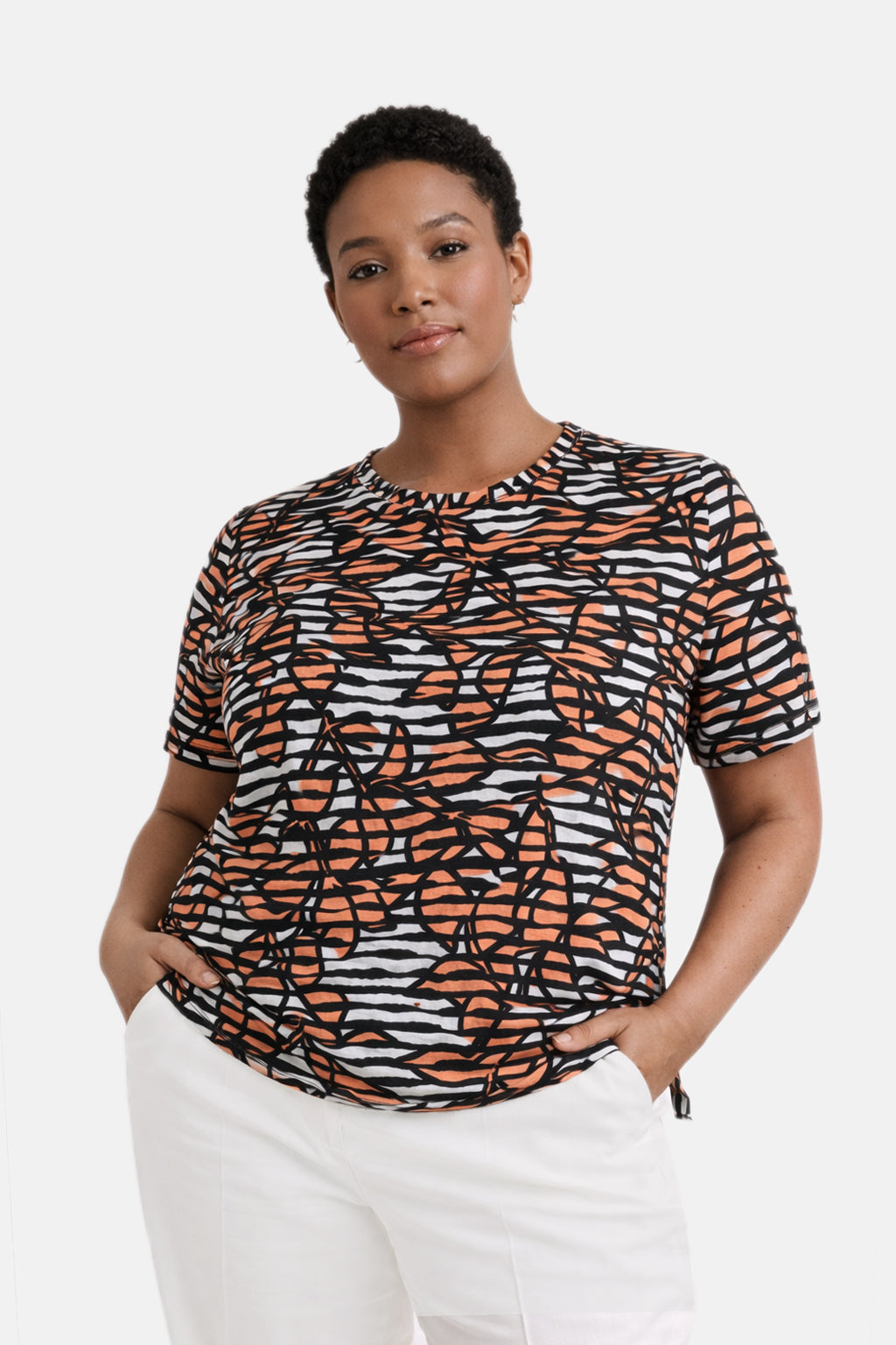 E26383 Shirt Print Waves - 01/white-orange