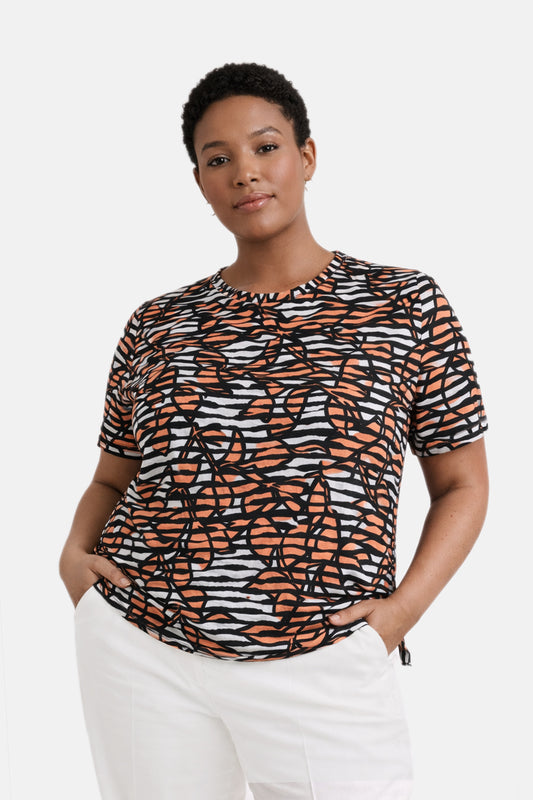 E26383 Shirt Print Waves - 01/white-orange