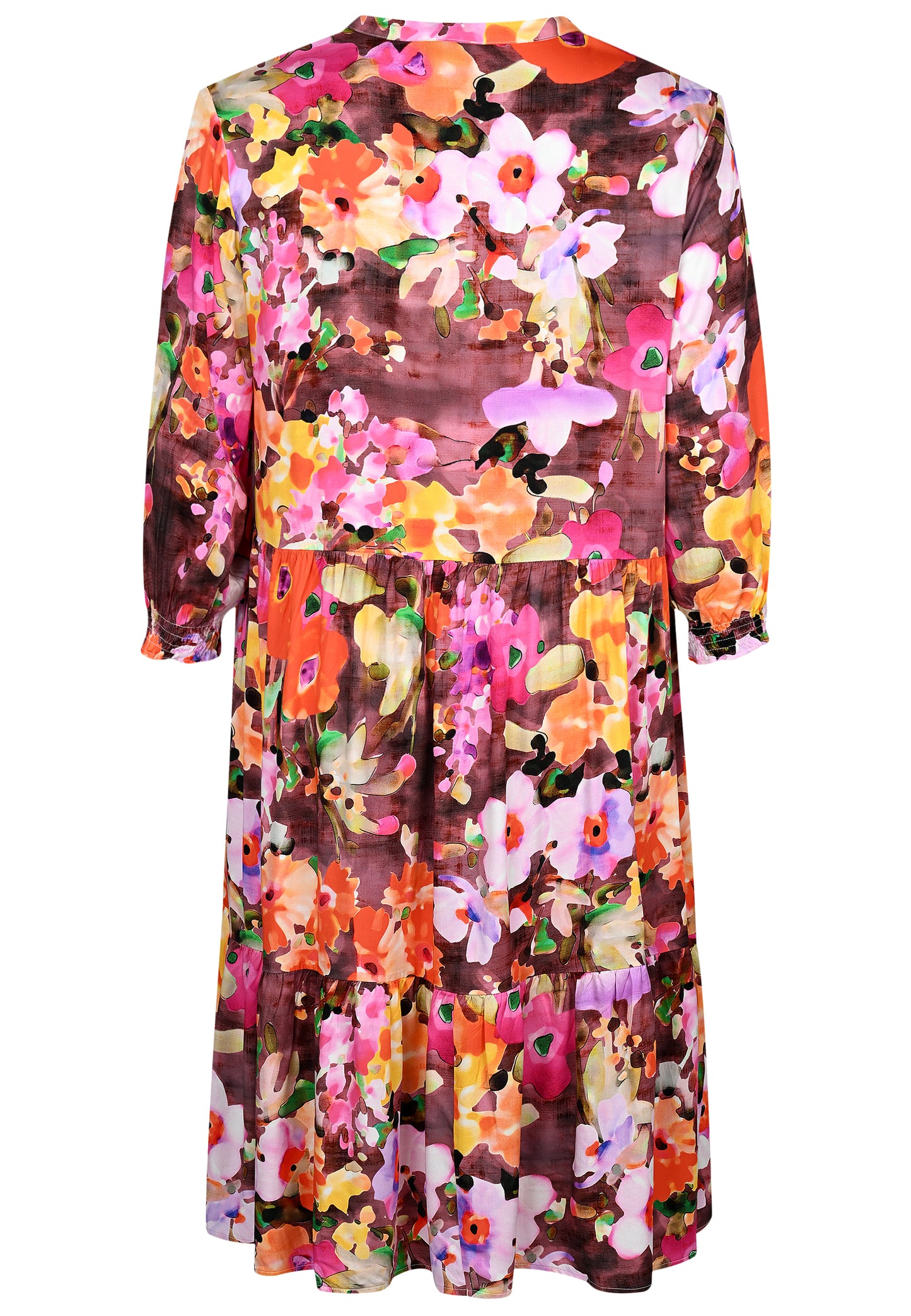 E26386 Dress Flower Print - 14/brown-multi