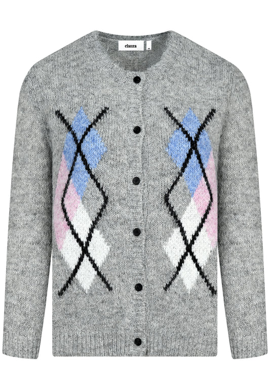 E26563 Cardigan Argyle - 06/anthra-rose