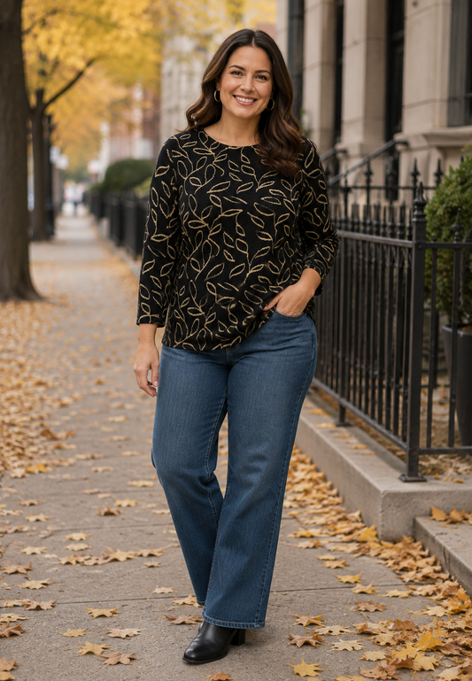 E26664 Shirt Jacq Leaves - 20/black-olive