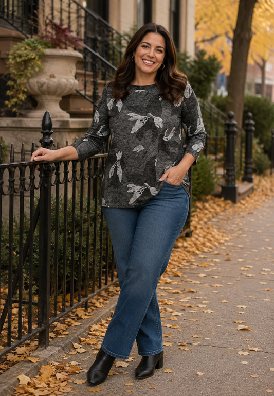 E26667 Shirt Flowers - 04/olive