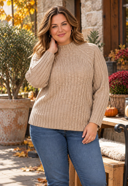 E26765 Sweater Rib Turtle - 03/camel